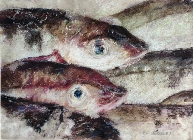 Gutted, by Patricia Burgess.
Soft pastel.
Artwork - 39cm x 52cm.
Framed - 70cm x 80 cm.
Price - £720