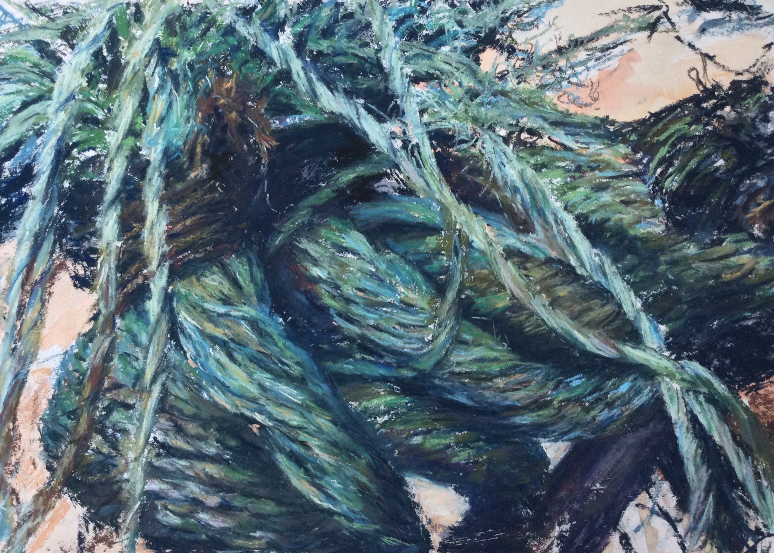 Ropeworks, by Patricia Burgess; Soft pastel;  Unframed dimensions - 40 x 56 cm; Framed dimensions 71 x 86 cm; Price £650.00