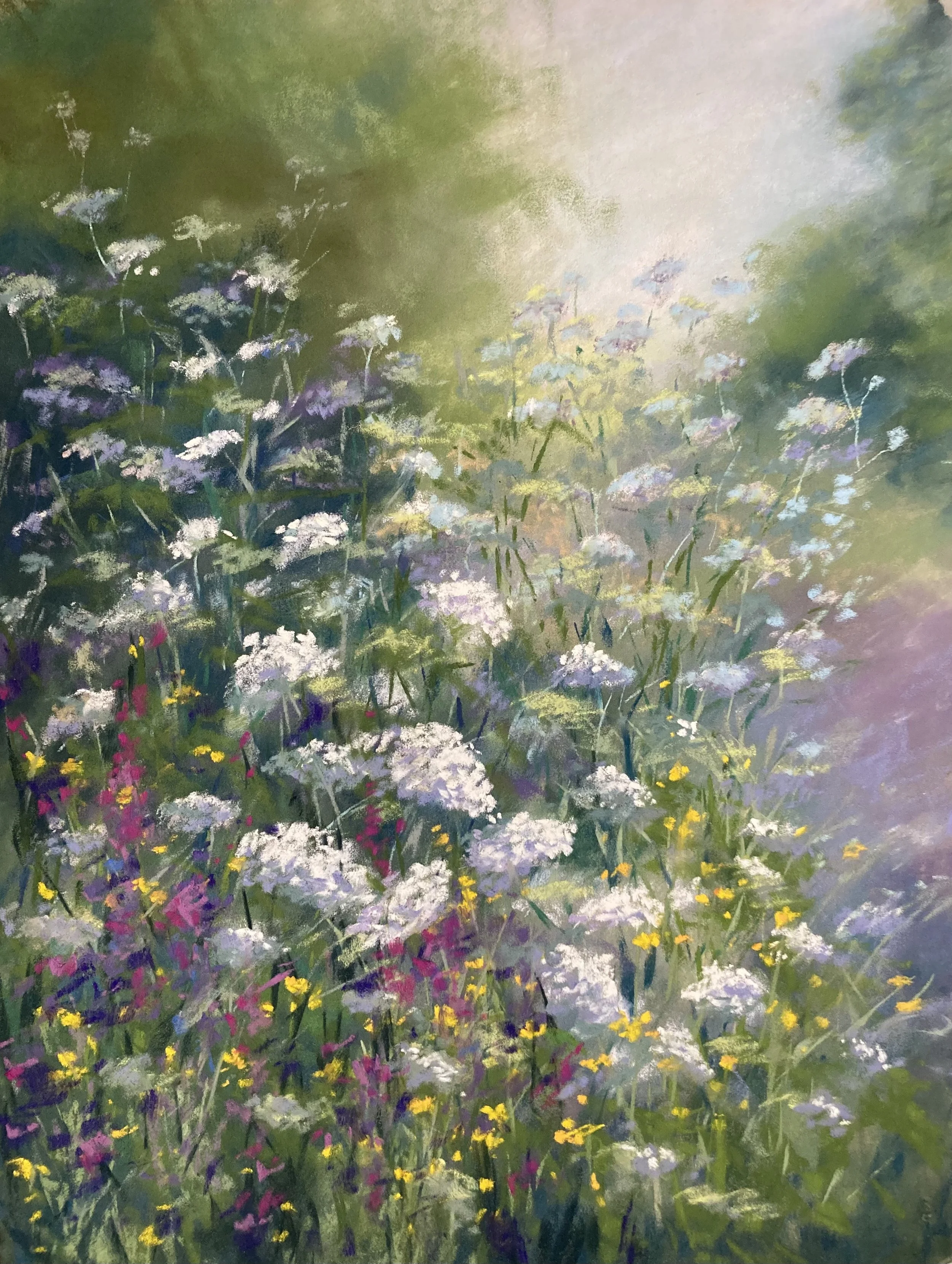 Where the light settles, by Catherine McKeever; Soft pastel; Unframed dimensions - 40 x 30 cm; Framed dimensions - 50 x 40 cm; Price £375.00
