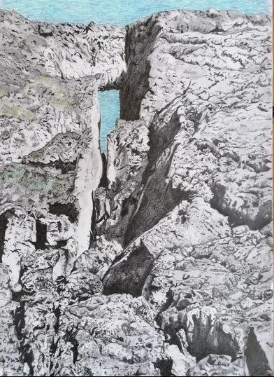 Sea View from inis Oirr, by Claire Buckley.
Mixed dry media.
Artwork - 42cm x 32cm
Framed - 56cm x 46cm
Price - £370
