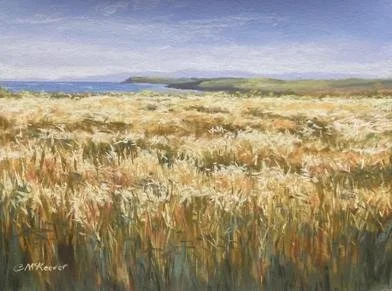 Golden Fields by the Sea, by Catherine McKeever.
Soft Pastel.
Artwork - 30cm x 40cm
Framed - 40cm x 50cm
Price £300
