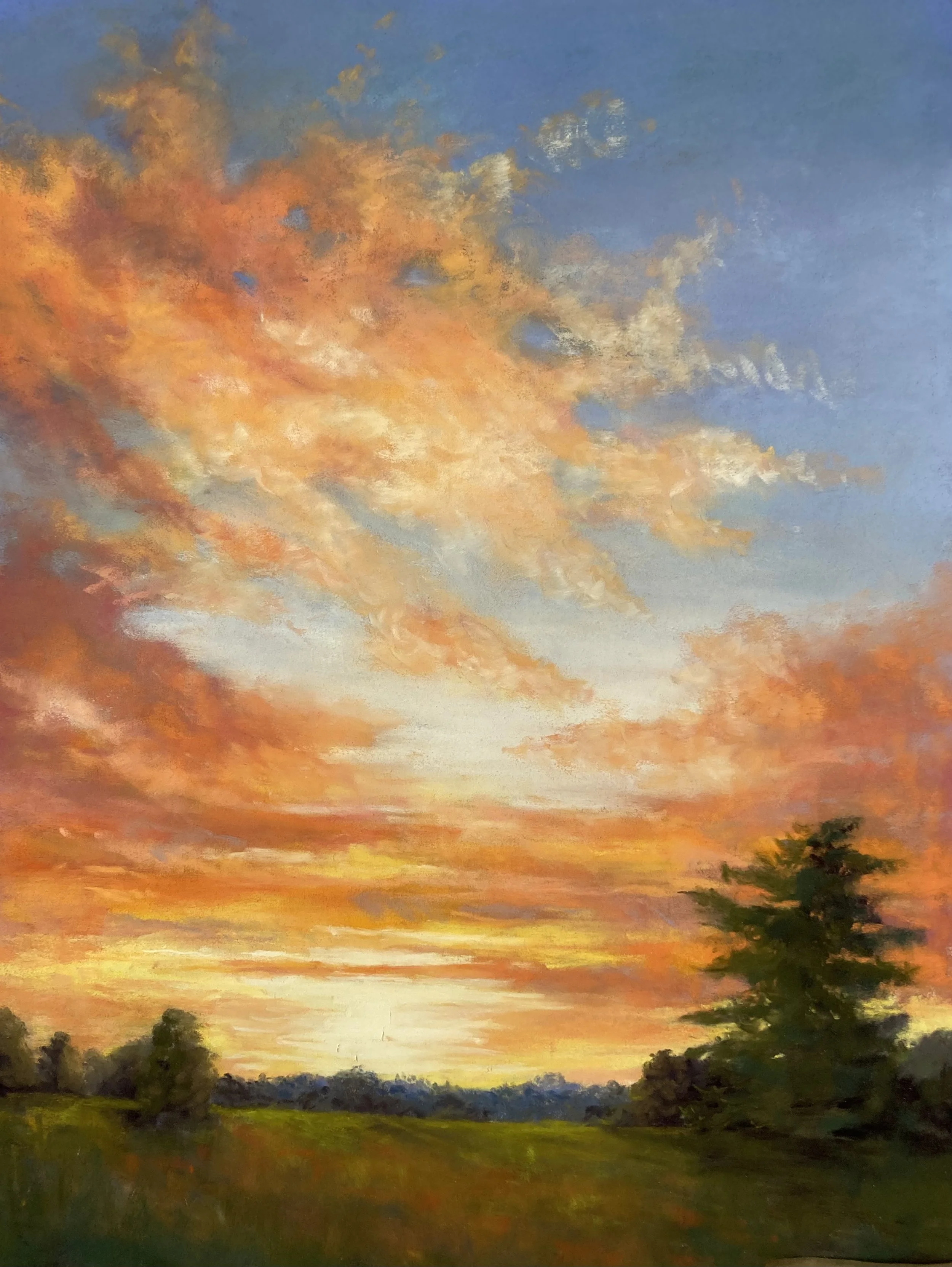 Heaven's canvas, by Catherine McKeever; Soft pastel; Unframed dimensions - 40 x30 cm; Framed dimensions - 50 x 40 cm; Price £375.00