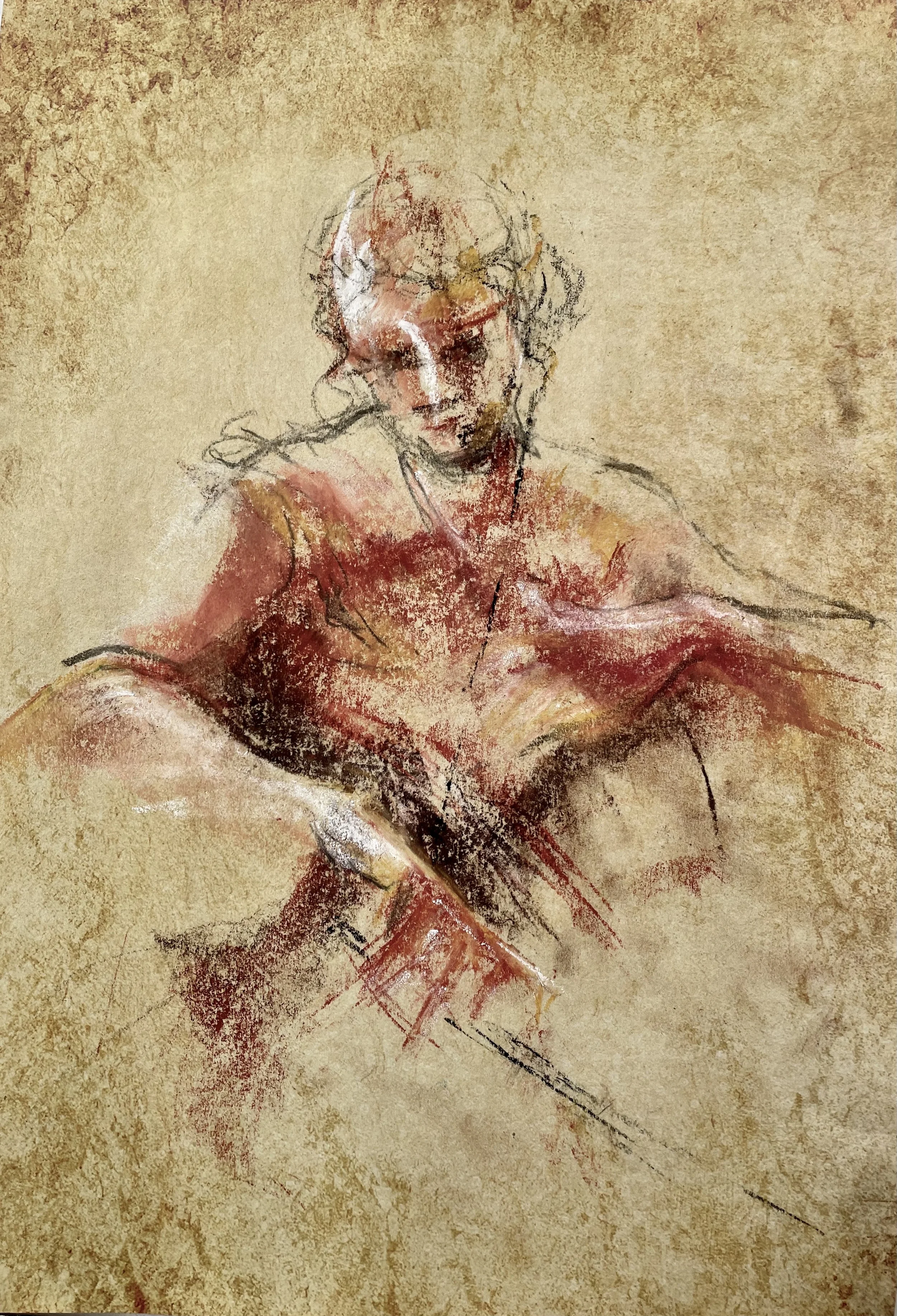 Cello song, by Rosaleen Sanderson; Soft pastel; Unframed dimensions - 32 x 22 cm; Framed dimensions - 37 x 28 cm; Price - £275.00