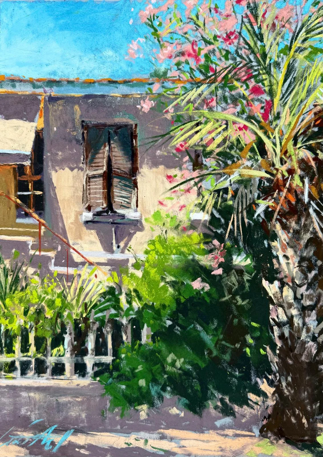 Weathered villa, by Trish Findlater; Soft pastel; Unframed dimensions - 40 x 30 cm; Framed dimensions - 60 x 50 cm; Price £1100.00