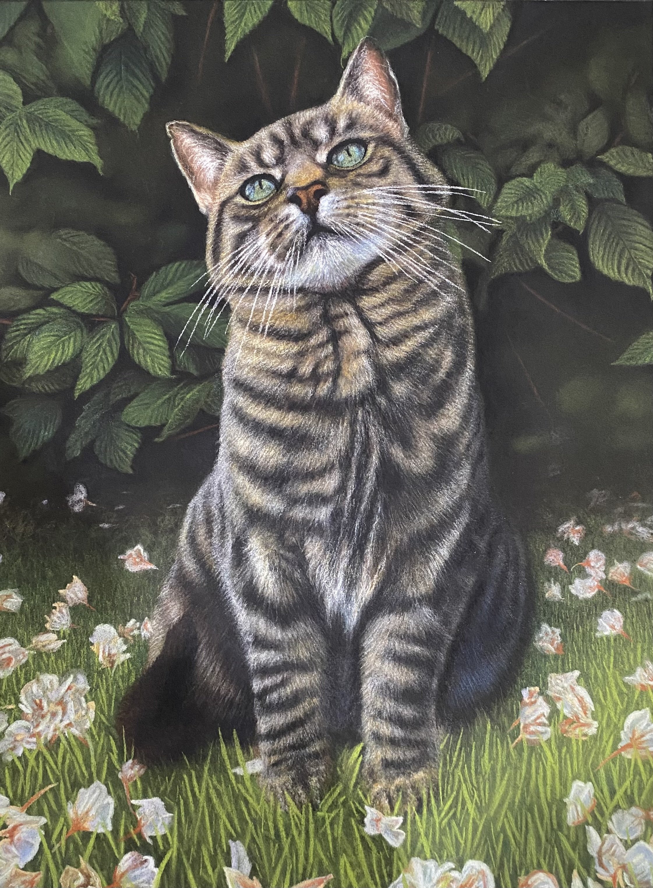 Under The Blossom Tree - Patricia Mooney, soft pastel, 36cm x 28cm artwork, 51cm x 43cm framed size. £390.