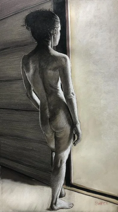 At the Window, by David Sweet.
Charcoal.
Artwork - 40cm x 80cm
Framed - 60cm x 95cm
Price - £550