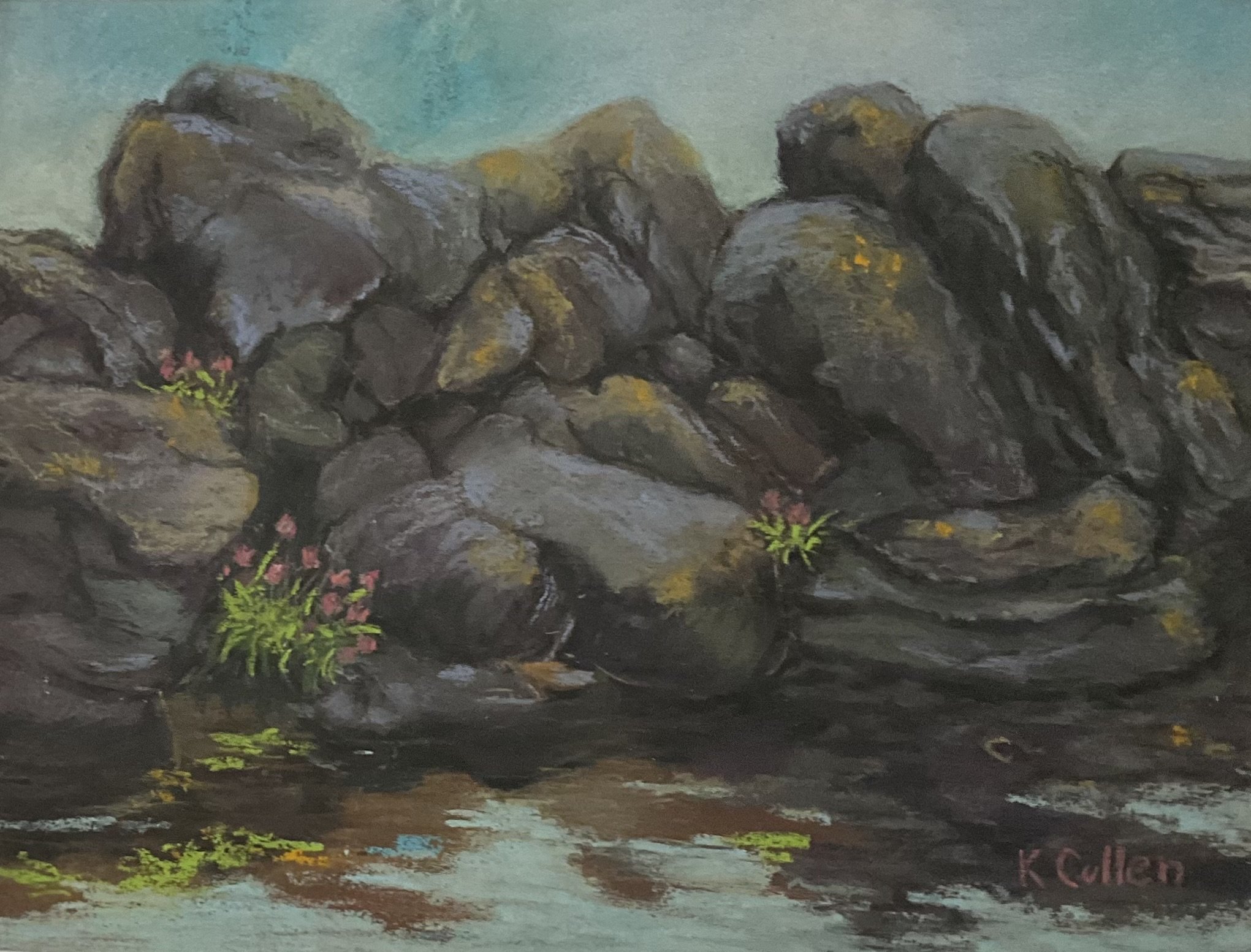 Rockpool - Kay Cullen, soft pastels, 20cm x 25cm artwork, 42cm x 46cm framed size. £200.