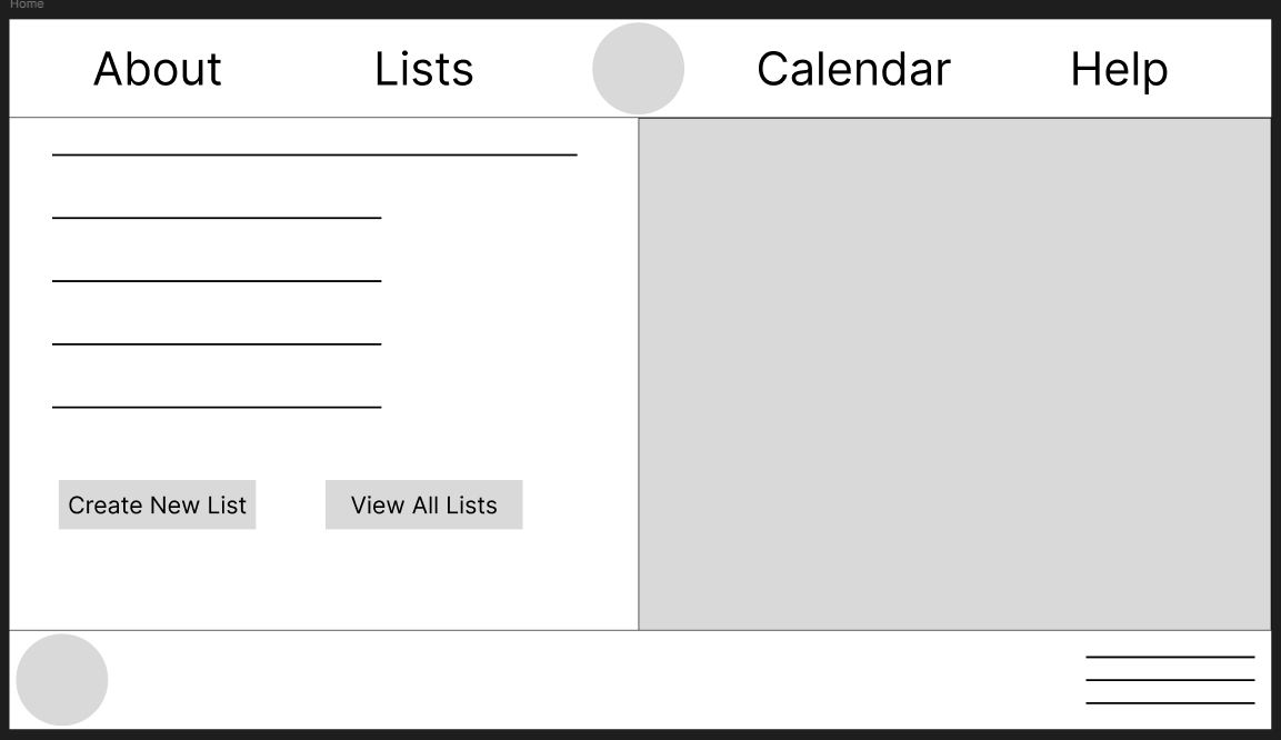 Home Page Wireframe