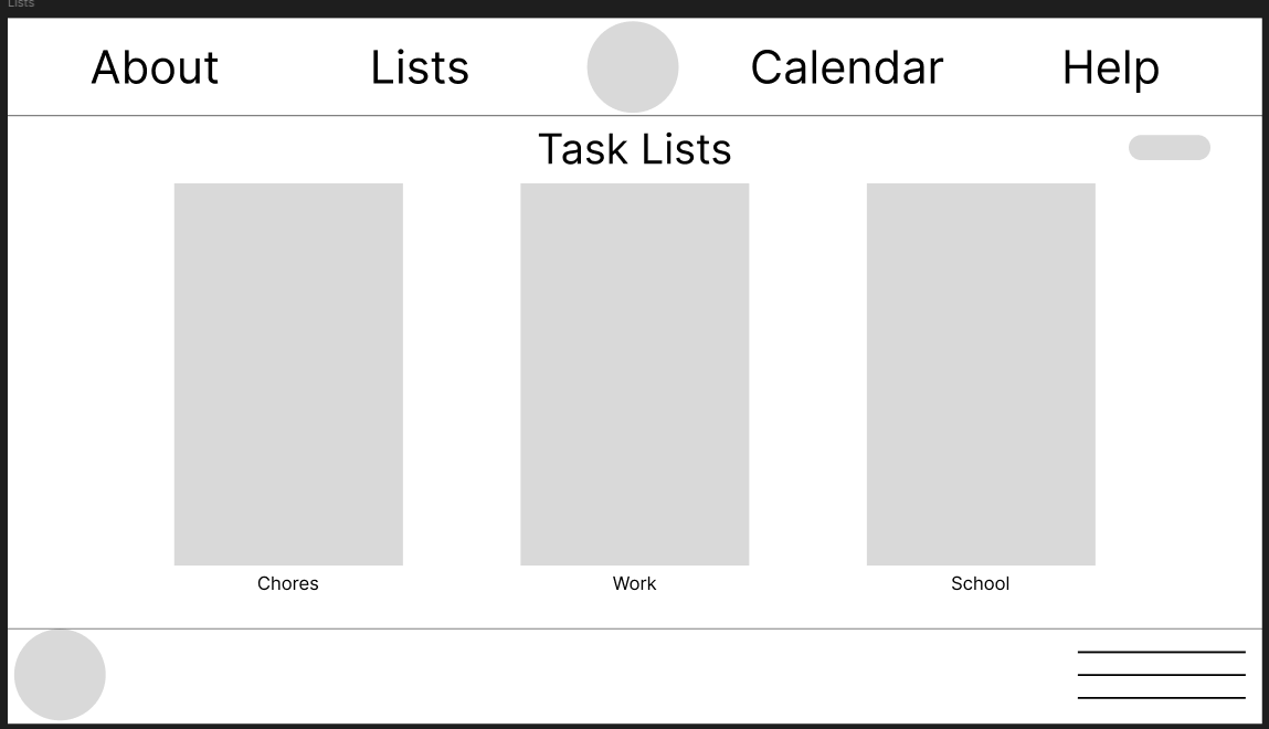 Lists Wireframe