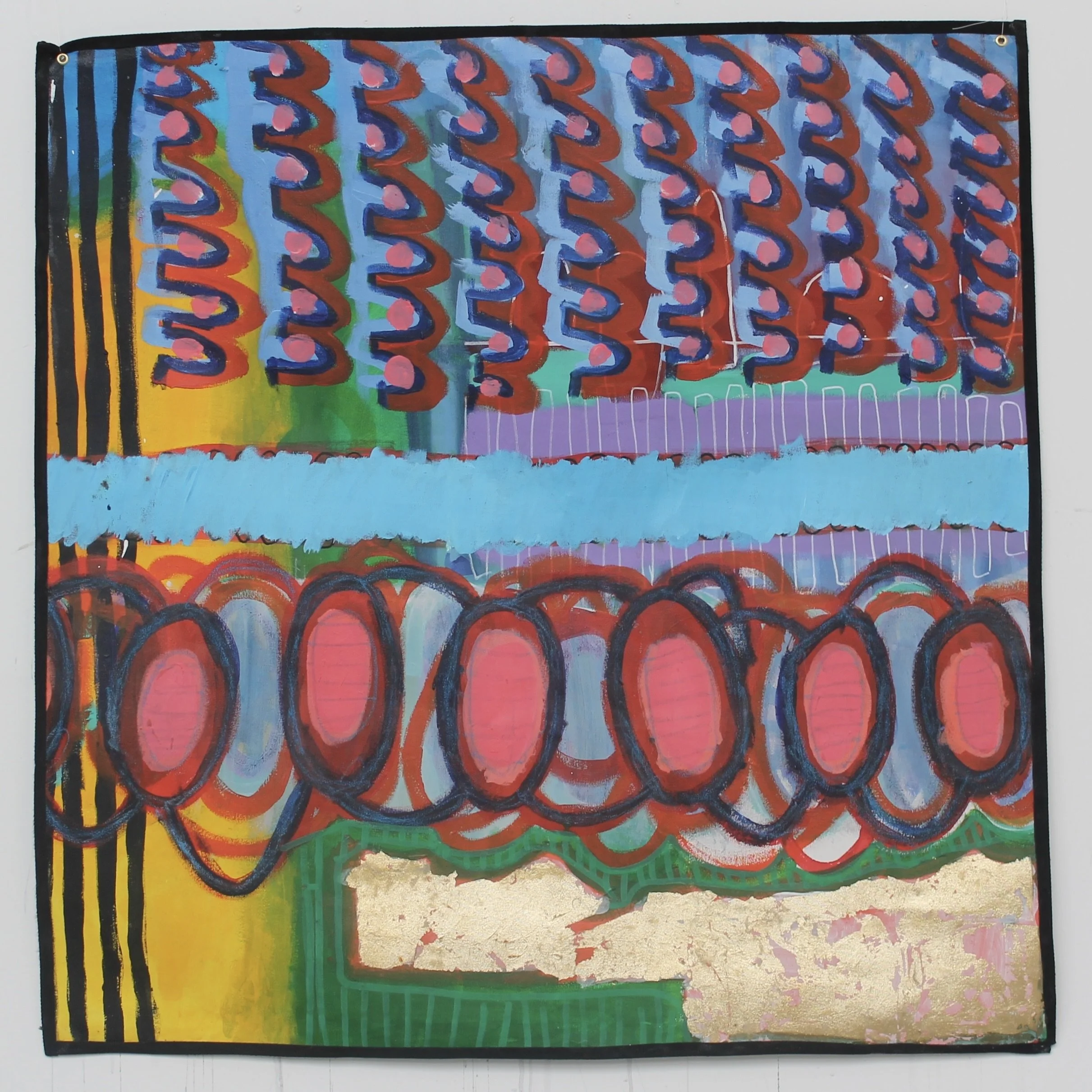 Gold dust  (pt2)
March 2023
Acrylic, oil and gold leaf on canvas 
320cmx100cm
