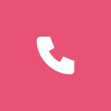 Pink background with a white phone receiver icon