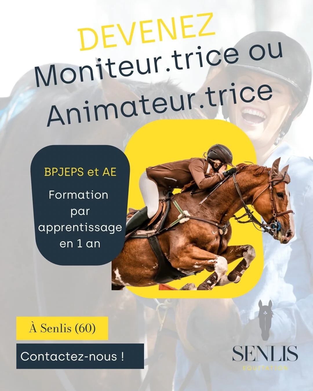 🌟🐎🎓 Devenez Moniteur.trice ou Animateur.trice d&rsquo;&Eacute;quitation en un an d&rsquo;apprentissage avec Senlis &Eacute;quitation ! 🌟🐎🎓

Formation BPJEPS &Eacute;quitation (Brevet Professionnel de la Jeunesse, de l&rsquo;&Eacute;ducation Pop