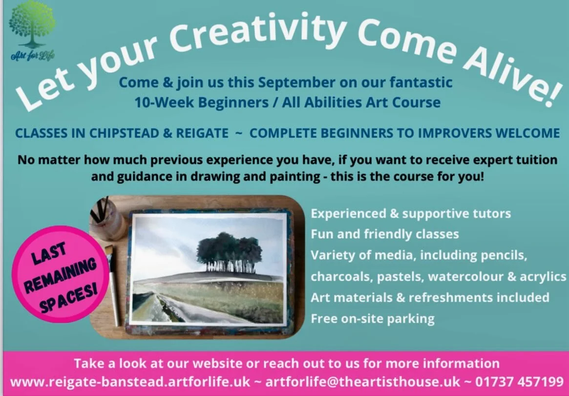 Counting down the days until our September courses kick off! Just a few spots left so don&rsquo;t miss out on trying something new and meeting new people this autumn! Courses in Chipstead &amp; Reigate. WE LOVE SHARING OUR PASSION FOR ART!