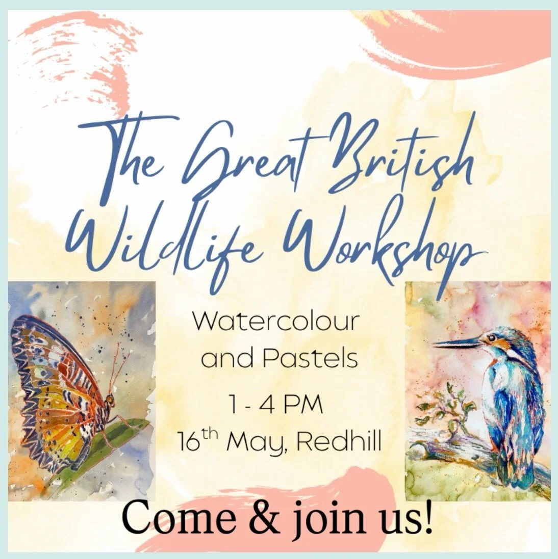 Come &amp; join us as we paint glorious wildlife, whilst
supporting Wild Surrey Wildlife Rescue. 
#wildsurreywildliferescue