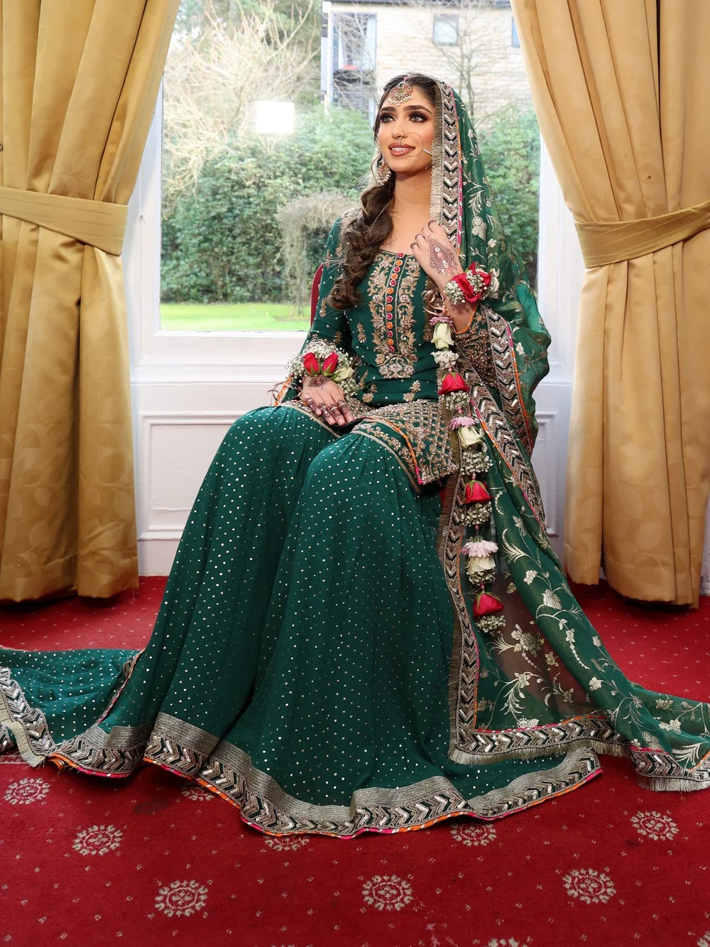 Pre Order - Green Mehndhi Gharara  maysa