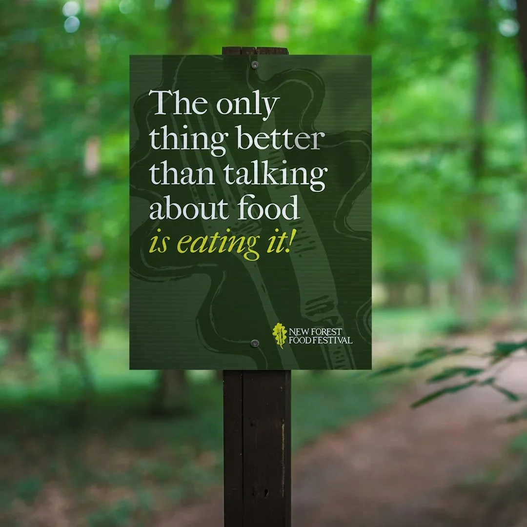 new forest food festival post sign designed by saia creative