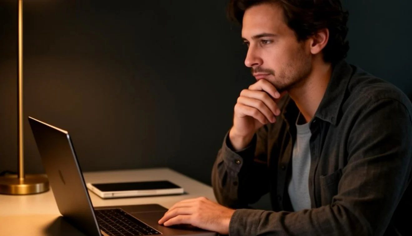 Small business owner reviewing marketing activity and reflecting on what is not working.