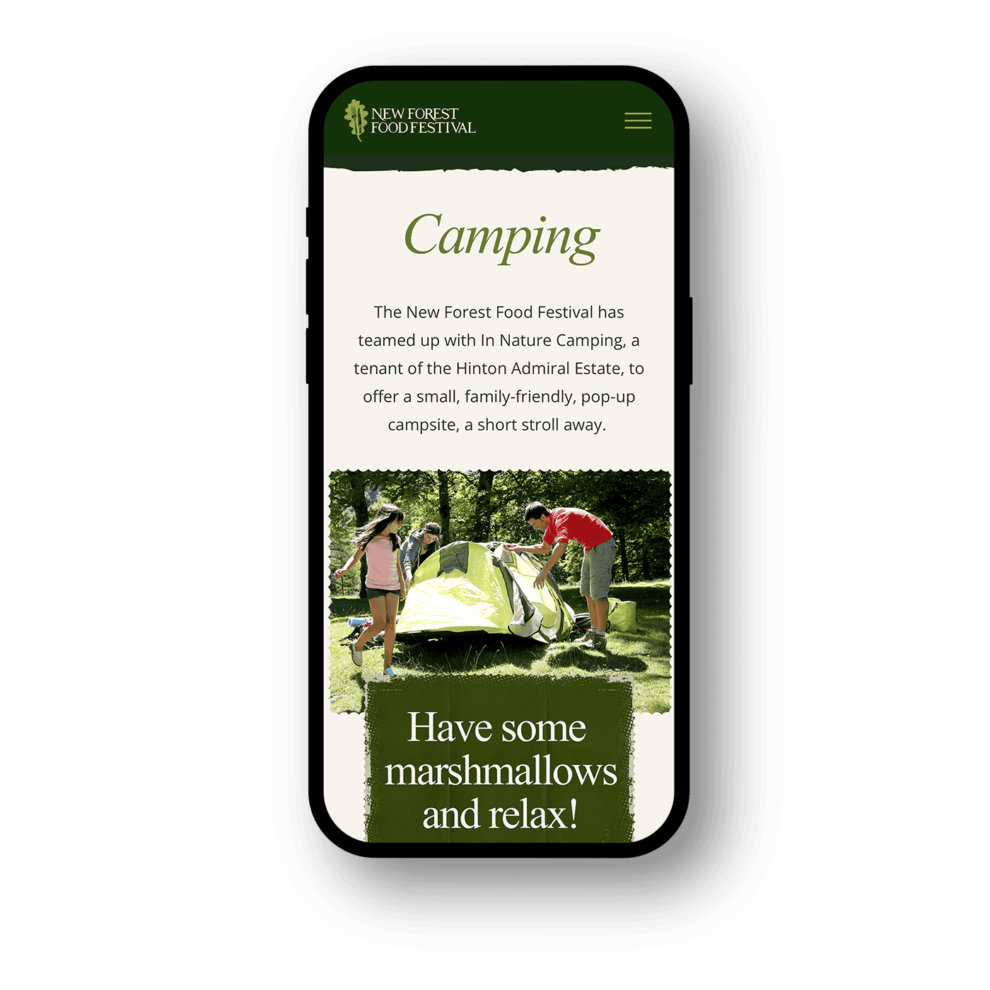 new forest food festival website layout mobile designed by saia creative