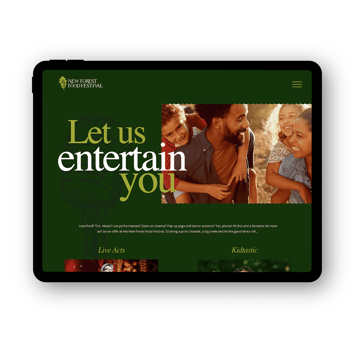 new forest food festival website landscape layout tablet designed by saia creative