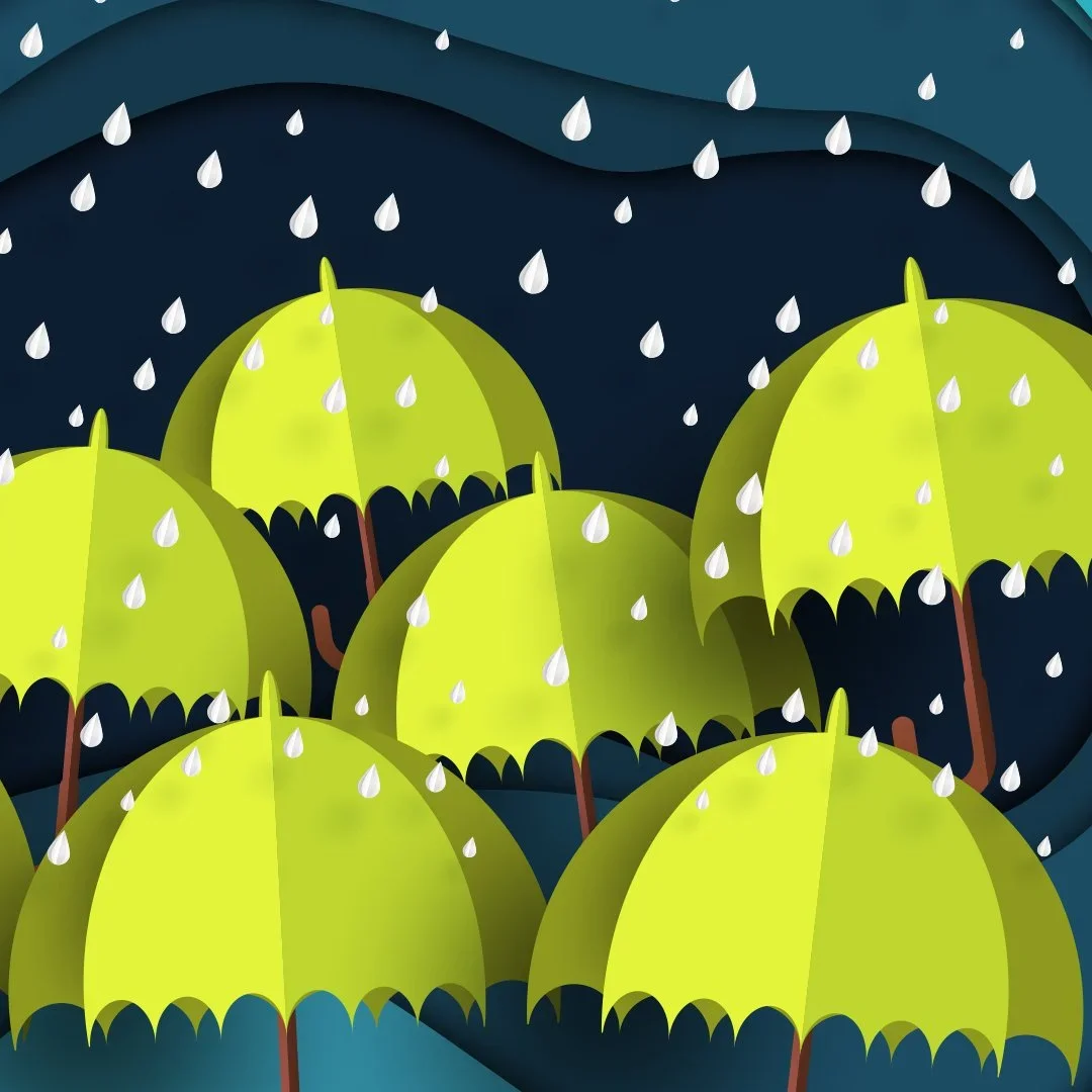 cactus mortgages umbrellas in rain illustration designed by saia creative