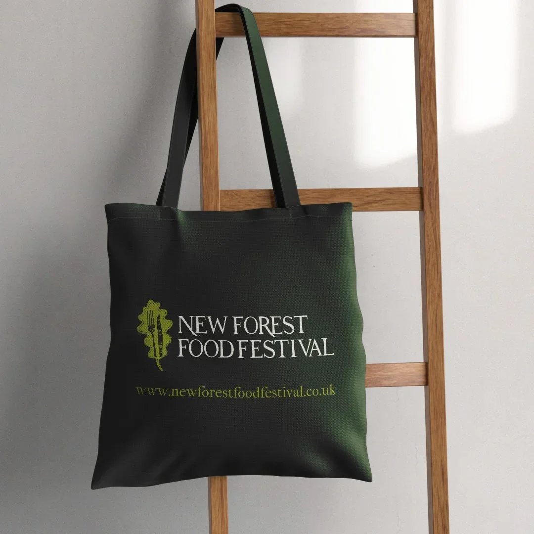 new forest food festival logo tote bag designed by saia creative