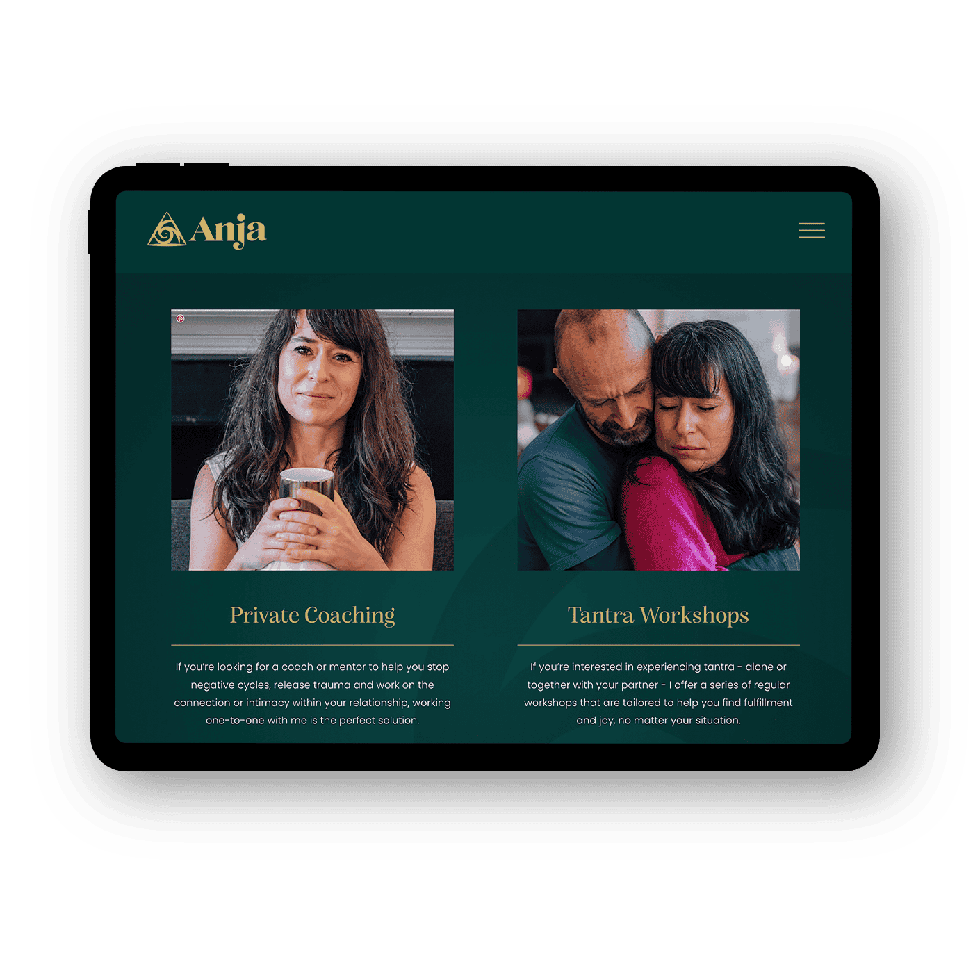 anja website landscape tablet layout designed by saia creative