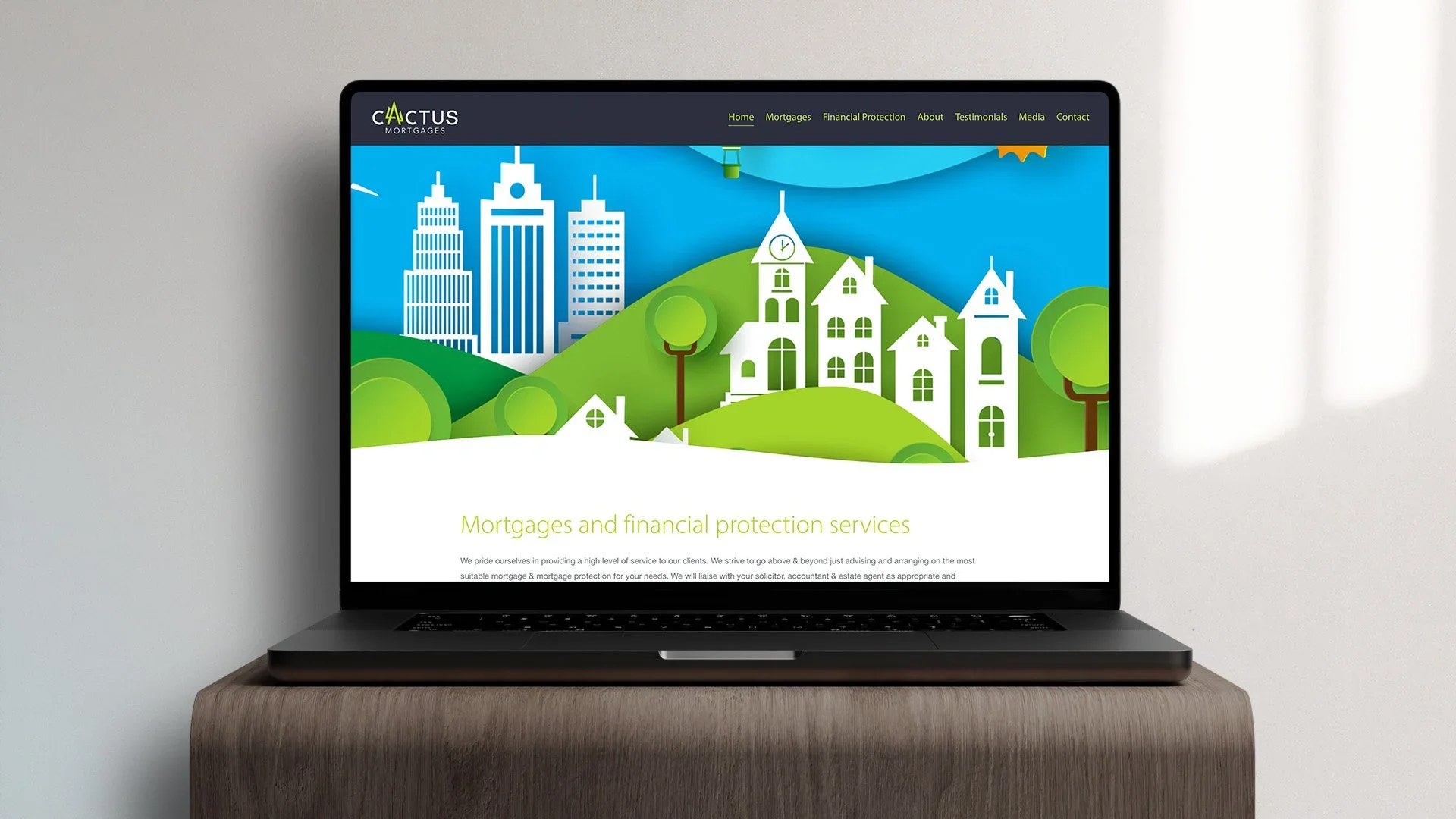cactus mortgages website layout laptop designed by saia creative