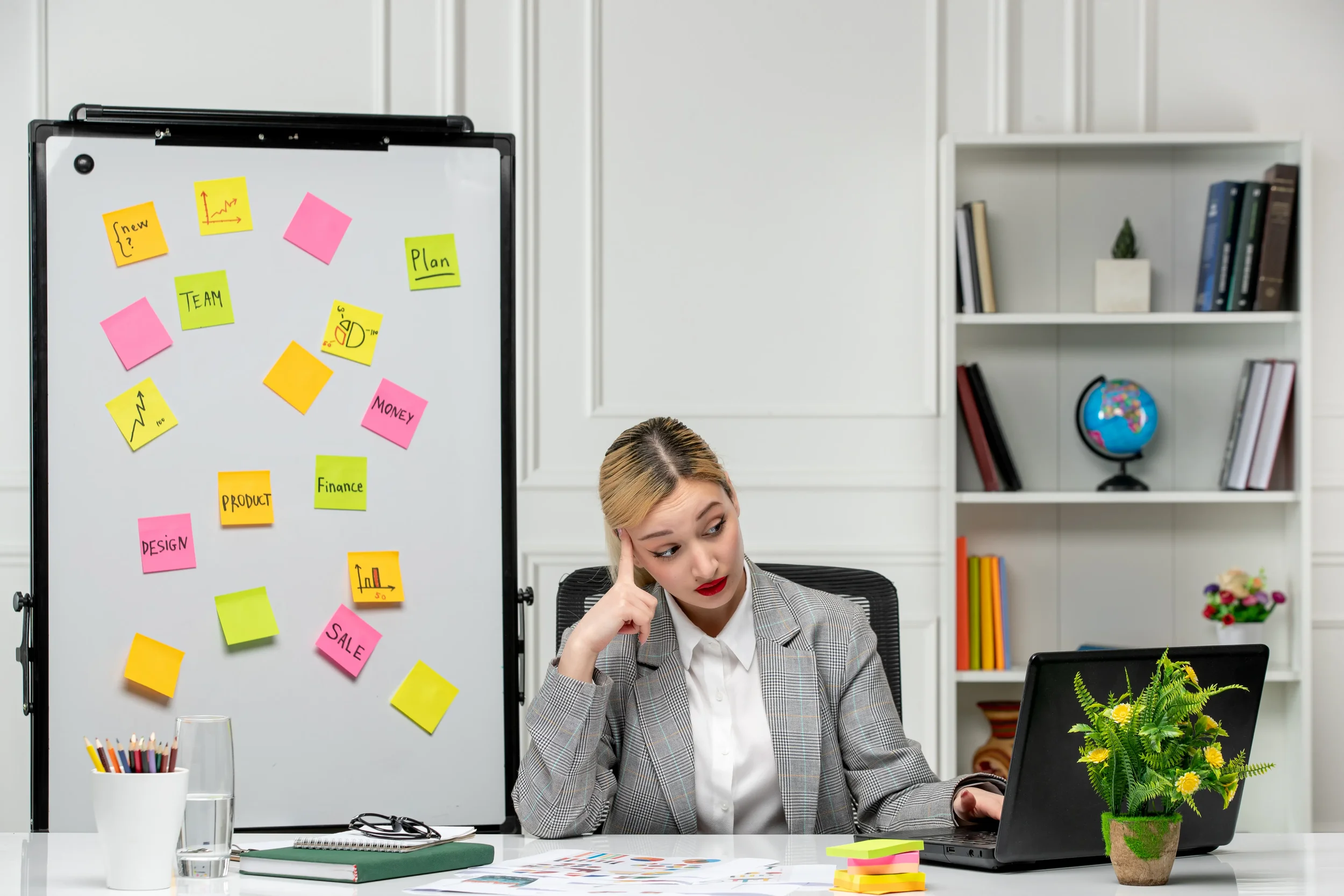 Business owner overwhelmed with multiple tasks vs structured agency workflow board
