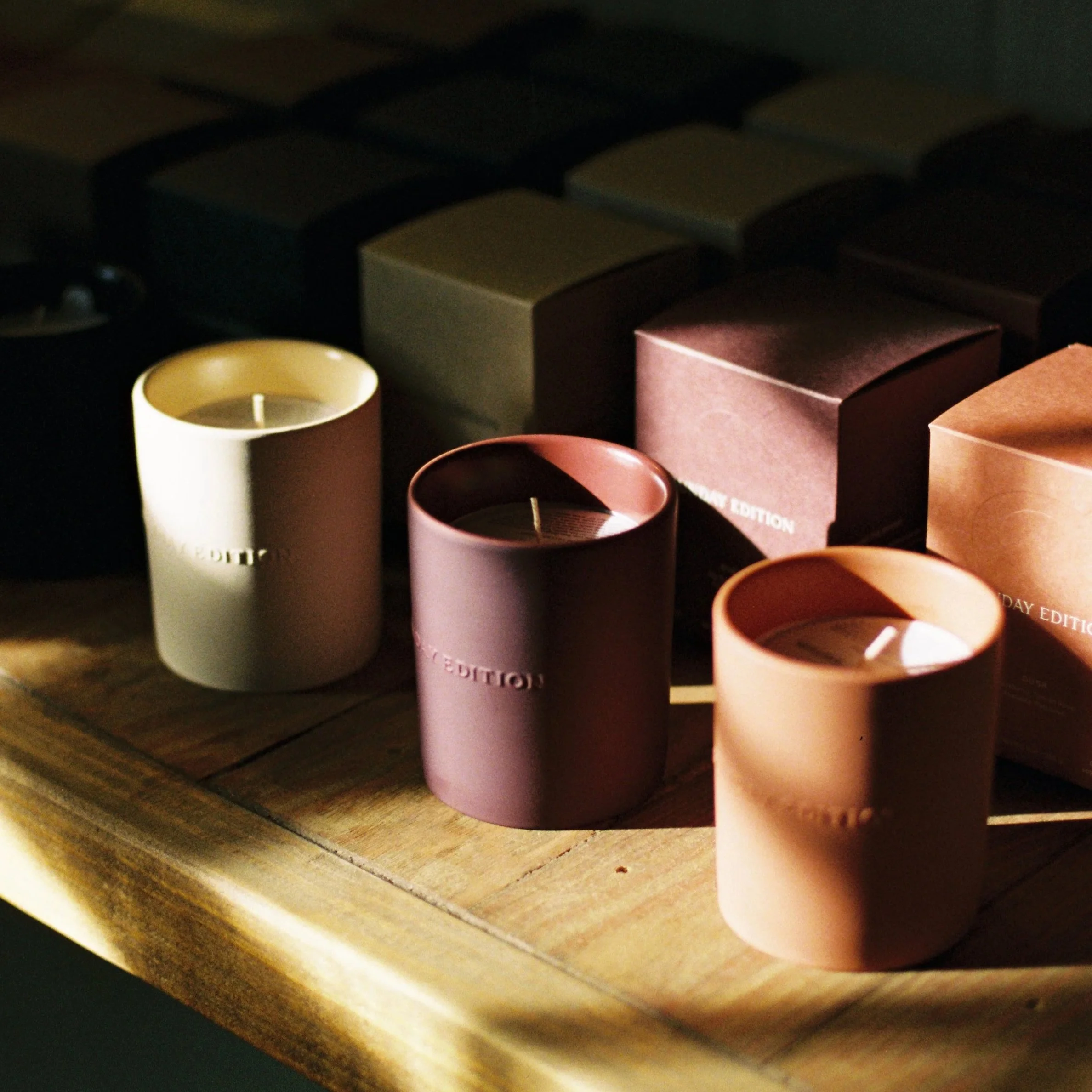 Natural light on Sunday Edition candles inside From the Well, Roswell, GA