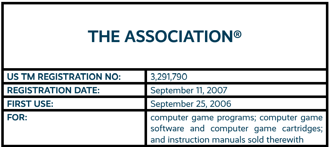 THE ASSOCIATION word mark trademark registration