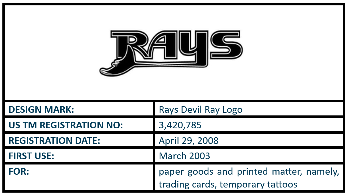 Rays Devil Ray Logo design mark trademark registration
