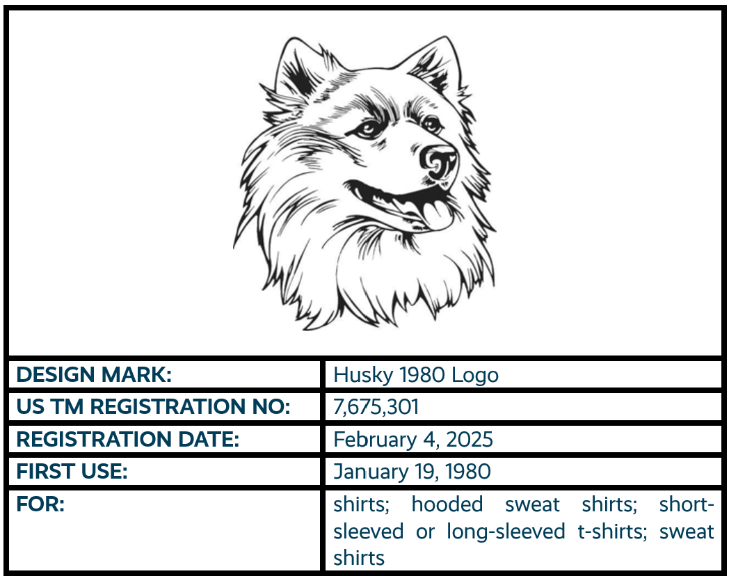 Husky 1980 Logo design mark trademark registration