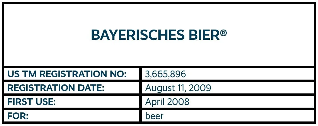BAYERISCHES BIER word certification mark registration.