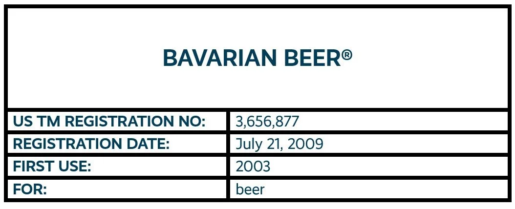 BAVARIAN BEER word certification mark registration.
