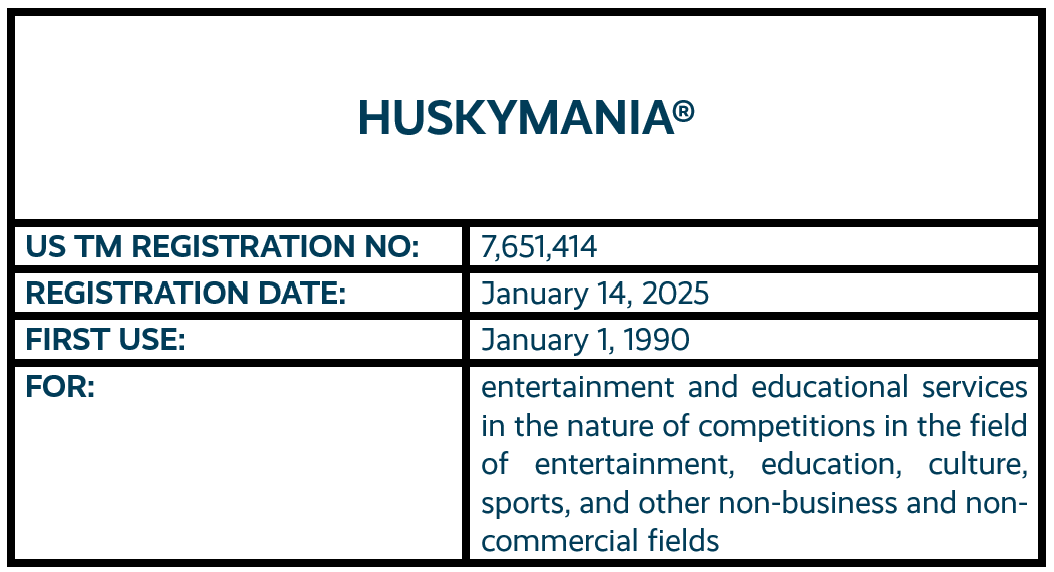 Huskymania word mark trademark registration