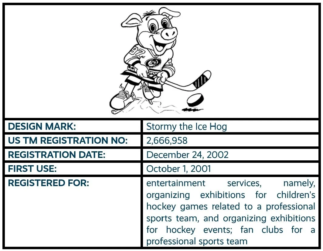 Stormy the Ice Hog design mark trademark registration