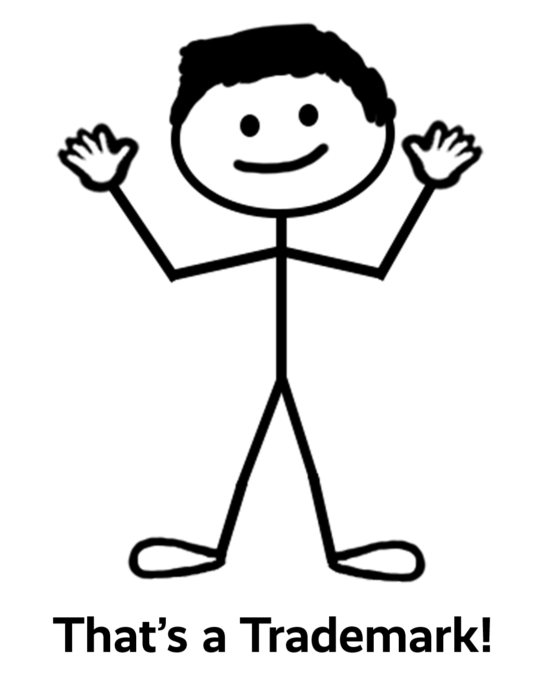 Cartoon stick figure exclaiming "That's a Trademark!"