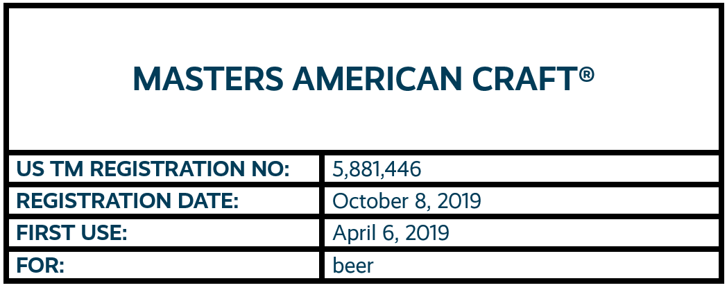 Masters American Craft word mark trademark registration