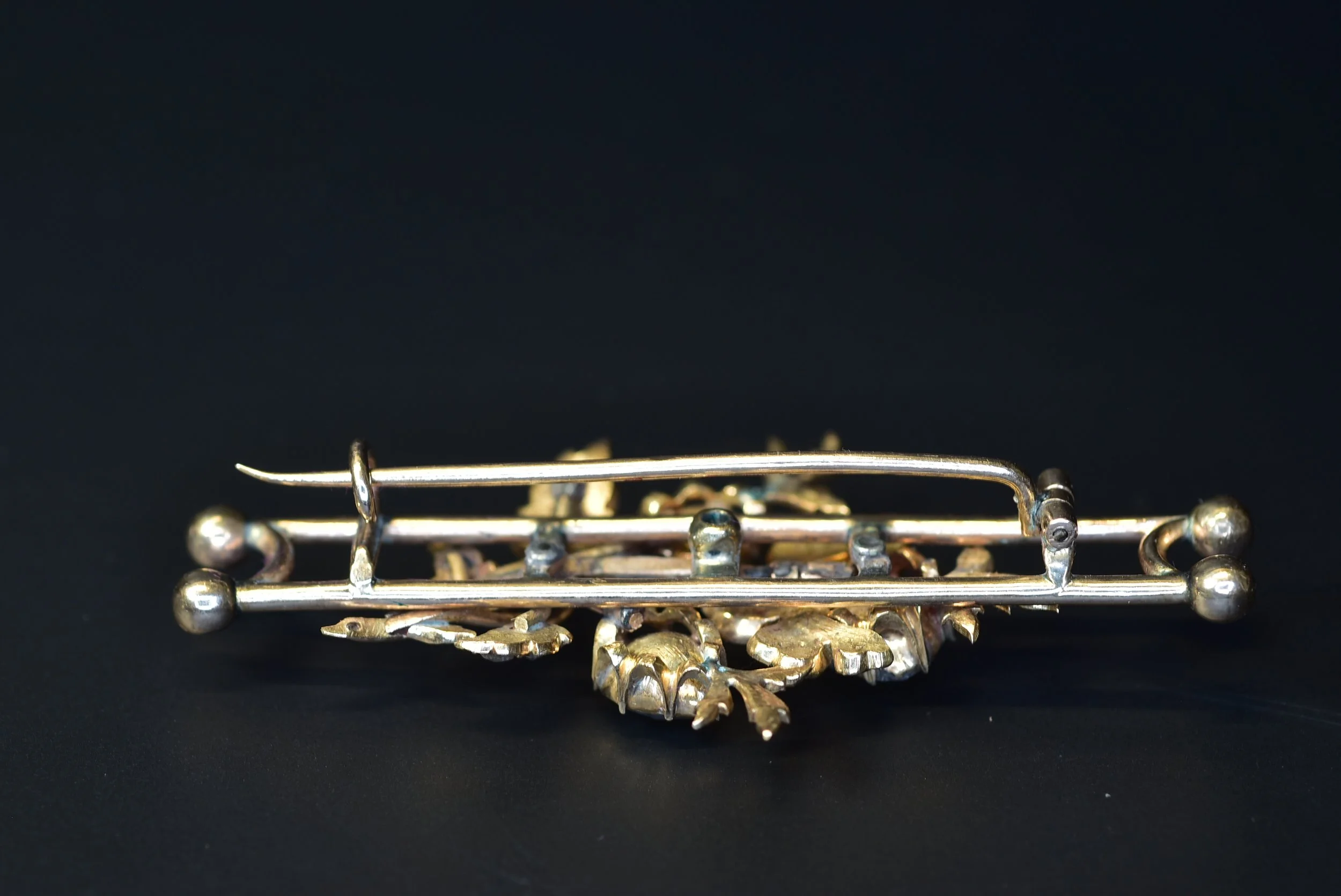 Antique Diamond Foil Back Brooch C Clasp