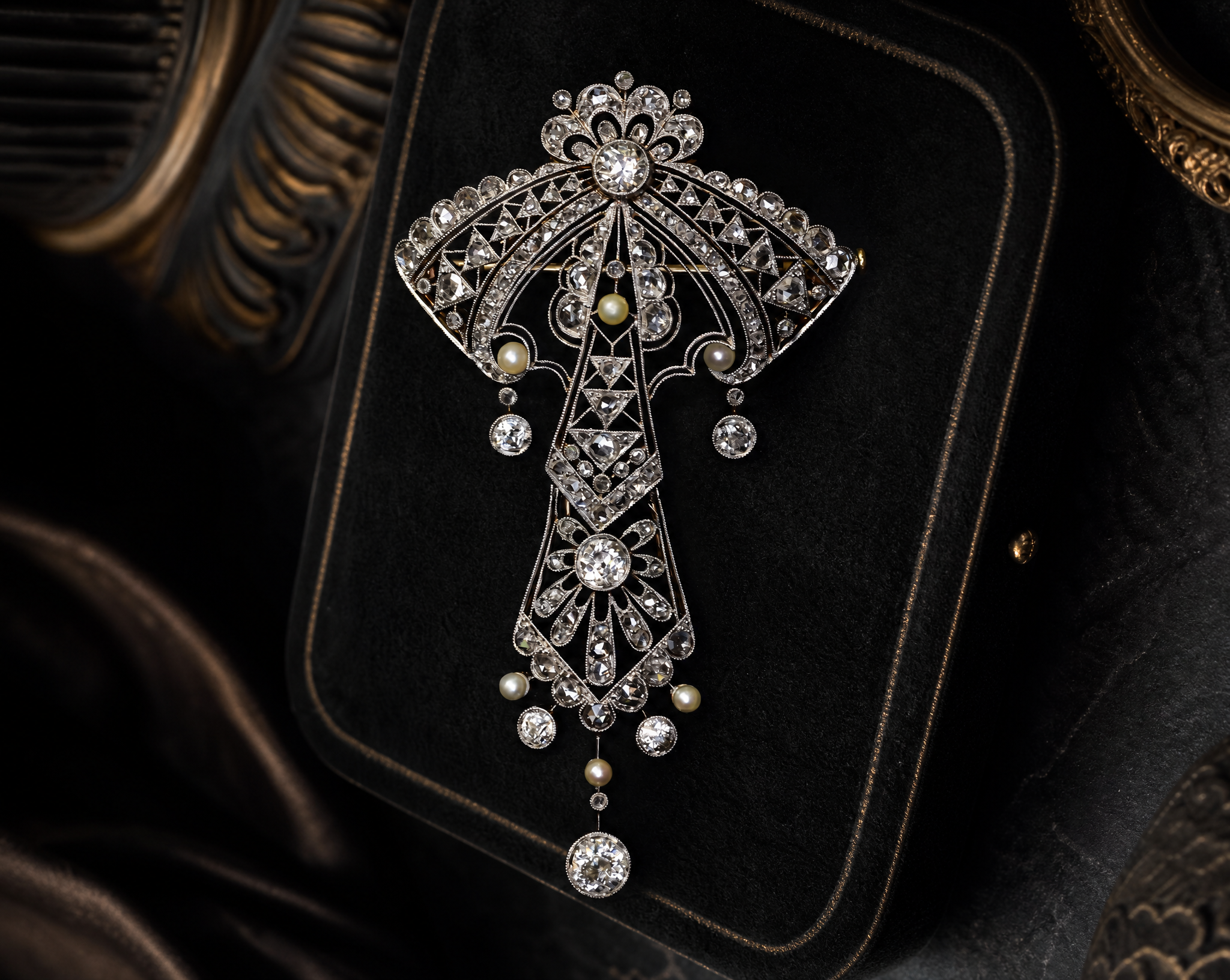 Antique Diamond & Pearl Convertible Brooch Pendant, circa 1900
