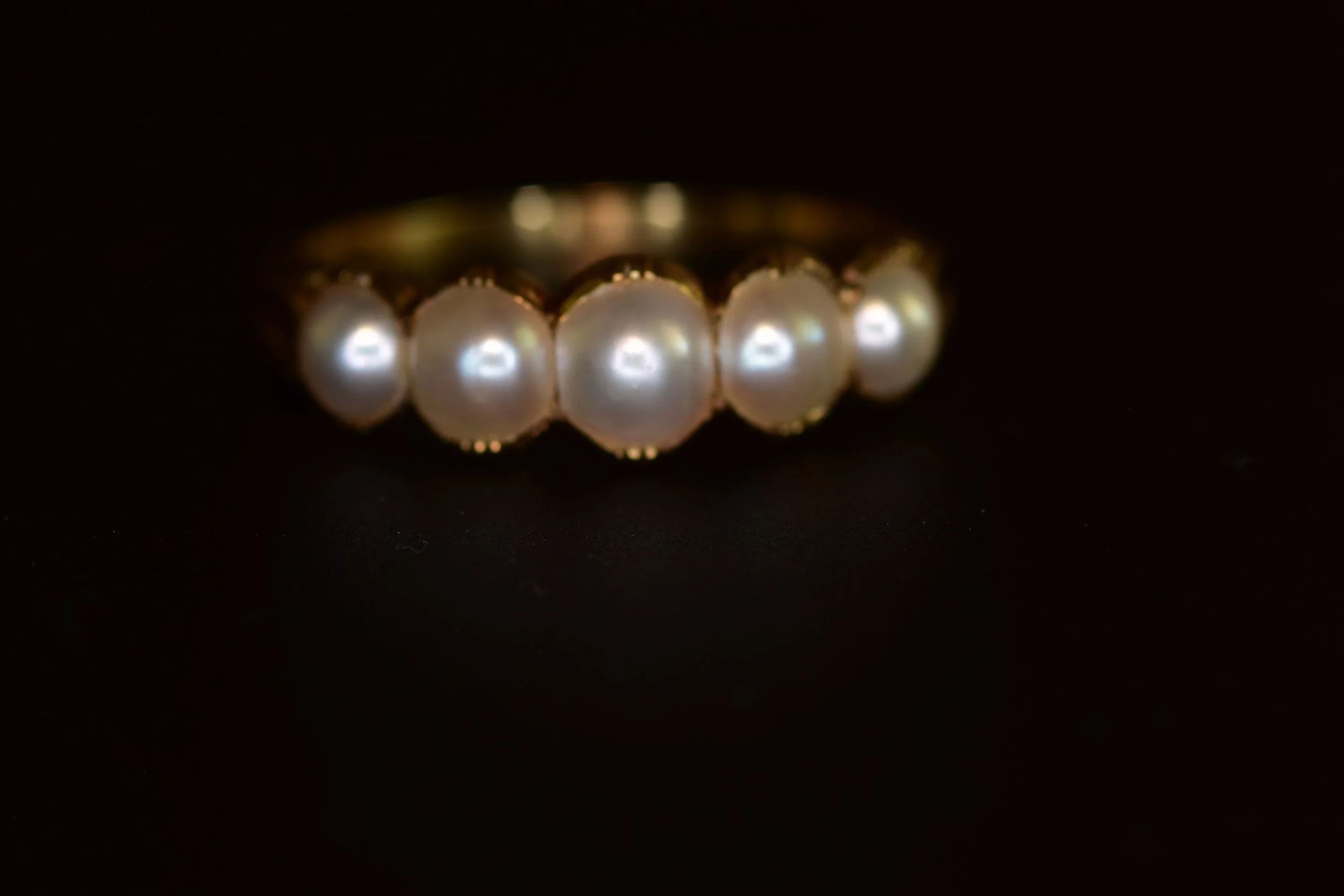antique split pearl ring gold 5 split pearls ring on blac
