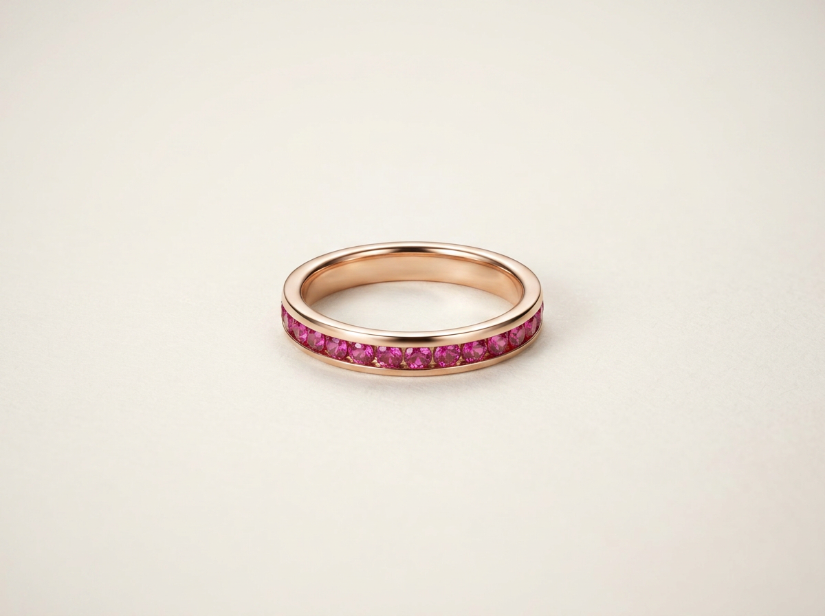 14 Karat Gold Natural Ruby Channel Set Band