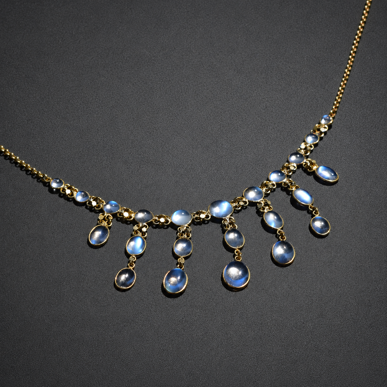Fringe Moonstone Necklace and Earrings Set in 14k Gold | Fringe Parure