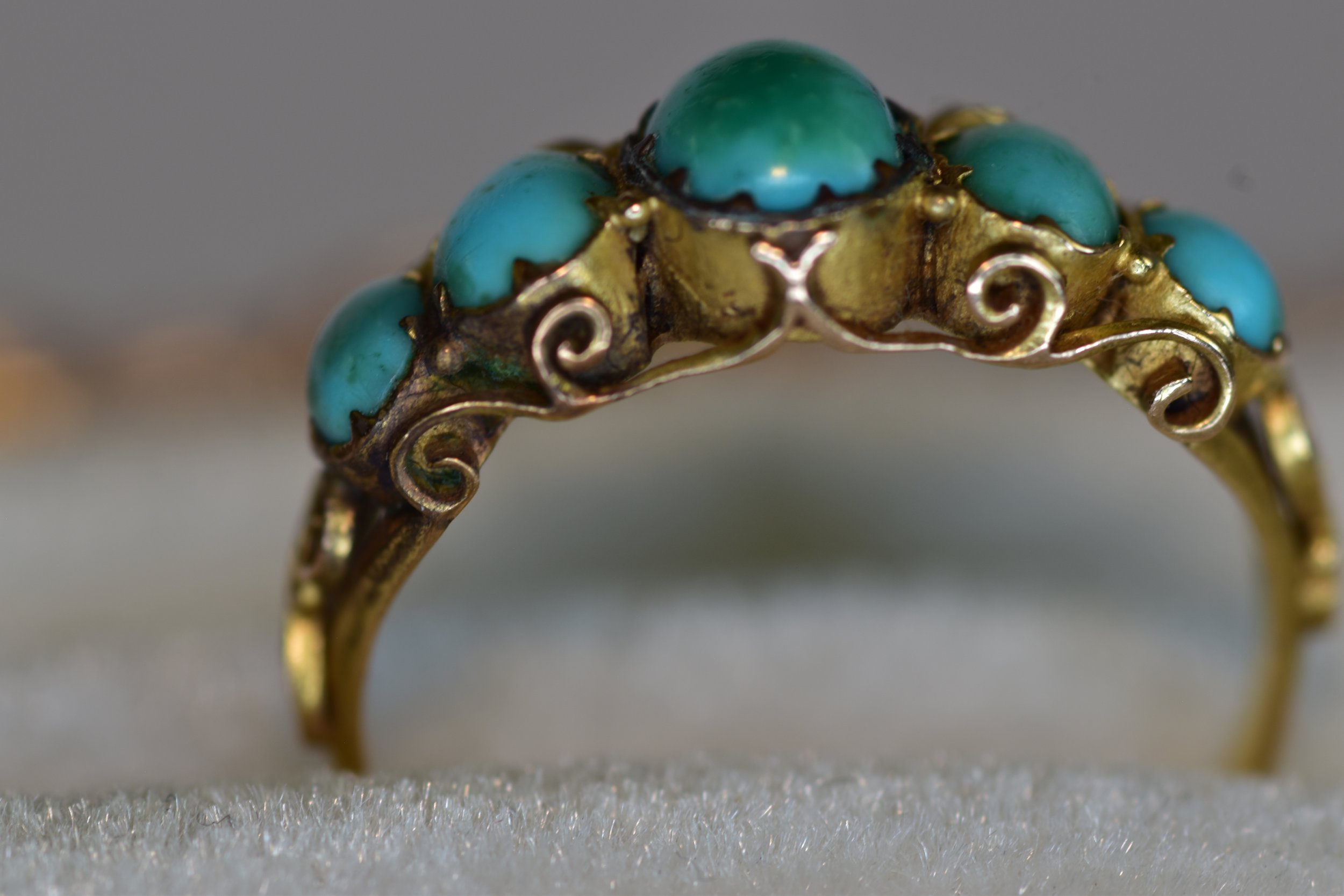 Victorian Gold Turquoise  Cabochon Detail Edge