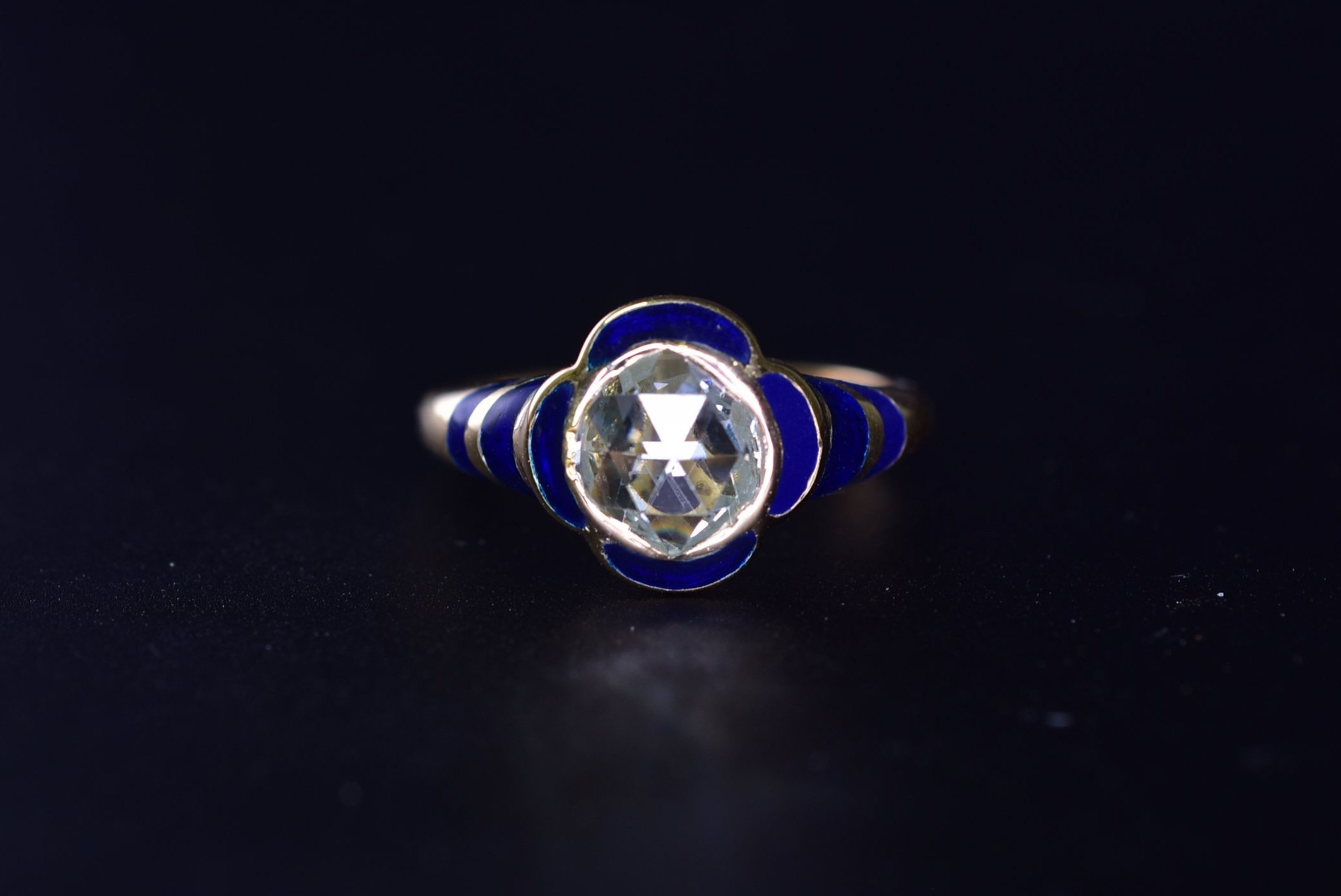antique victorian rose cut diamond enamel engagement ring