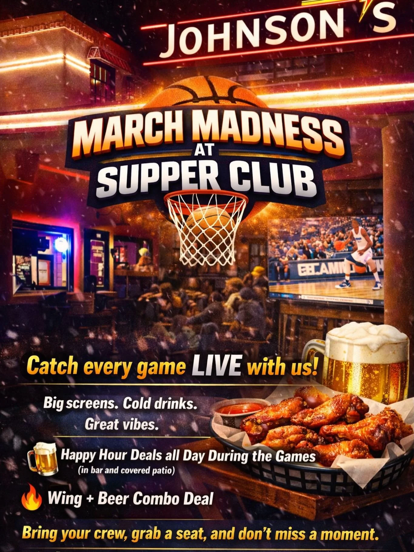 TONIGHT, join us for the Sweet 16 of March Madness! Happy hour is all day during the games. 
Iowa v Nebraska is on at 5:30 pm. See you soon