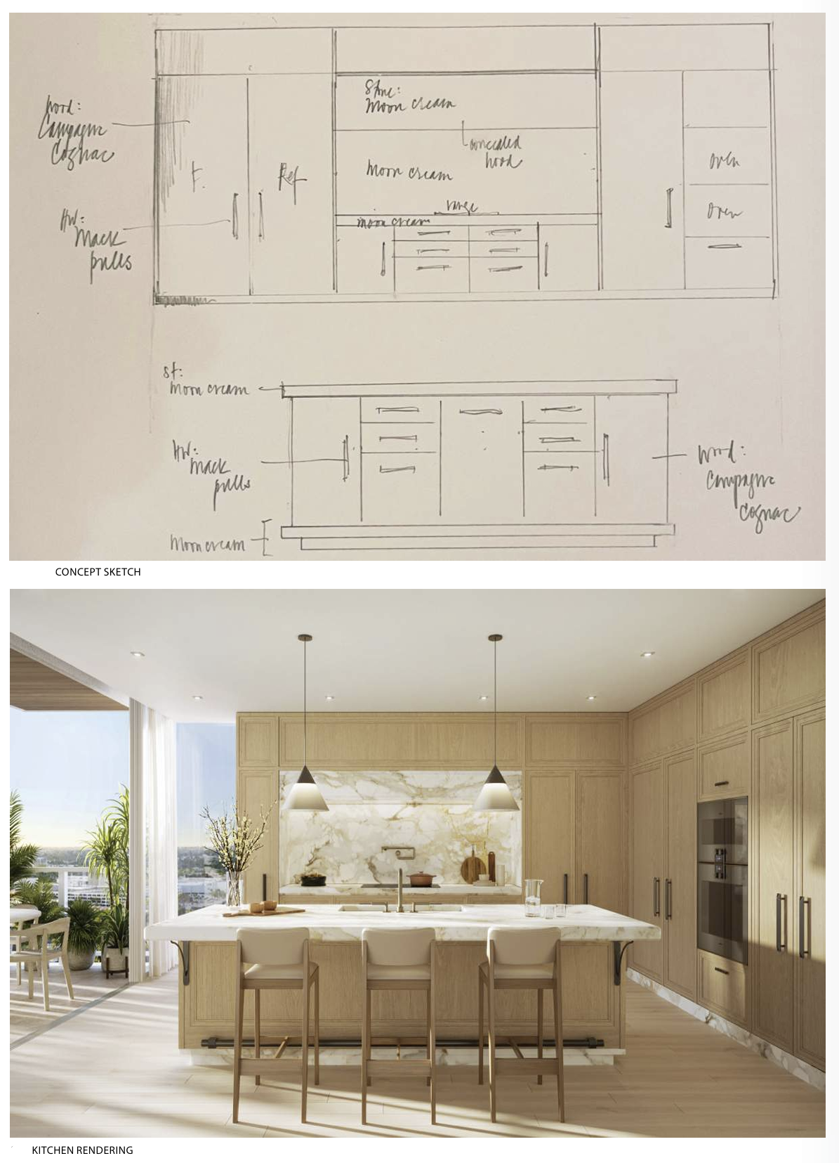 Kitchen Sketch and Rendering