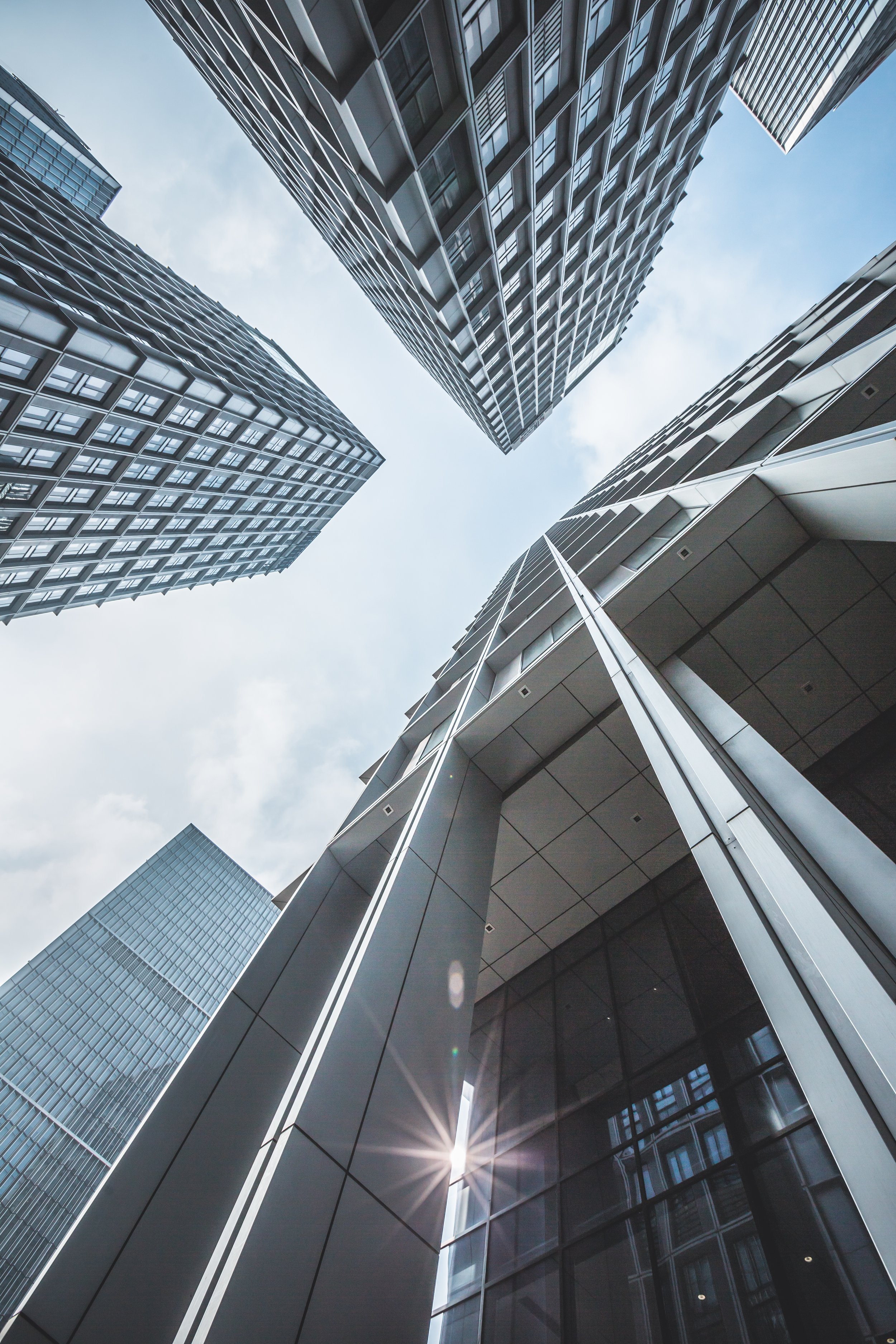 Modern Commercial & Office Building - Front Worm's-eye View