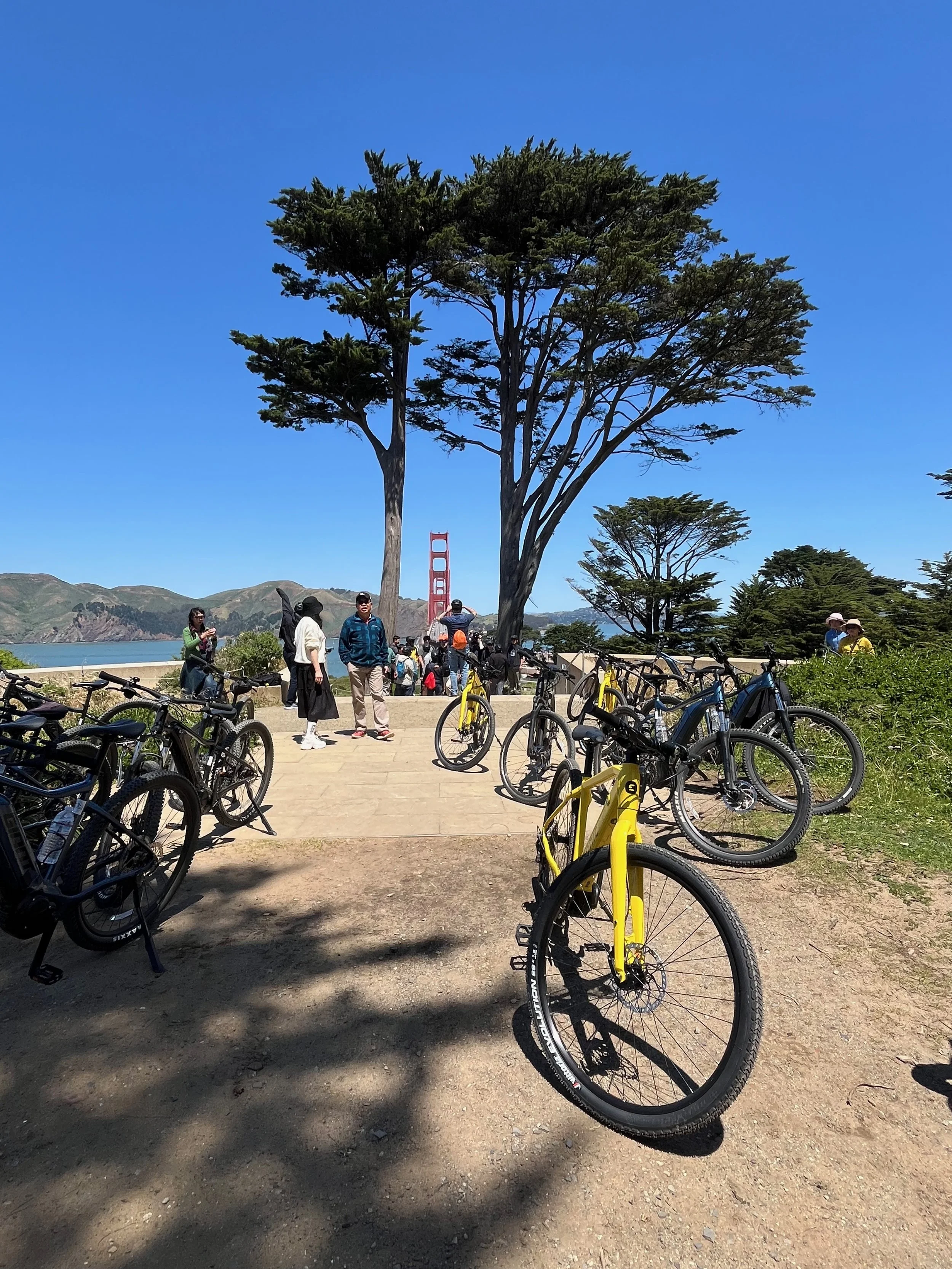 Ride across the Golden Gate Bridge for a fun group experience and great views of the Marin Headlands
