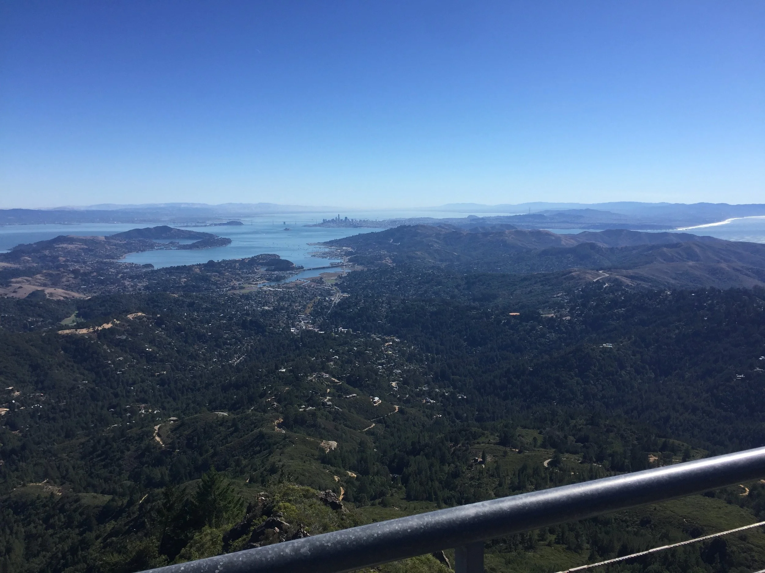 View of Mill Valley, San Francisco and the San Francisco Bay Area from Mt. Tamalpais in Marin County